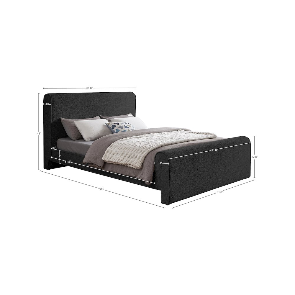 Stylus Black Boucle Fabric King Bed. Picture 7