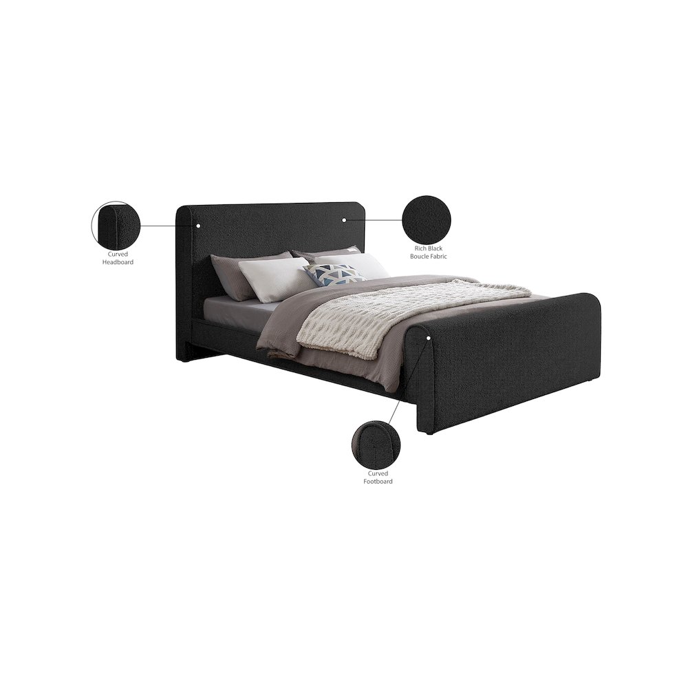 Stylus Black Boucle Fabric King Bed. Picture 8