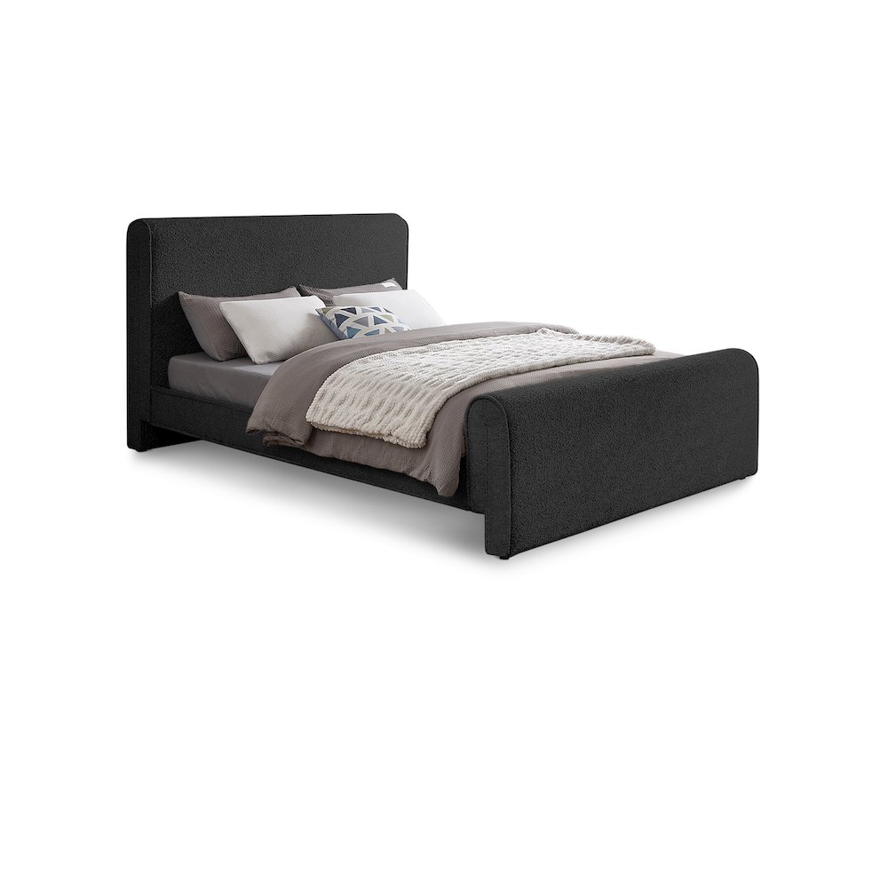 Stylus Black Boucle Fabric King Bed. Picture 1