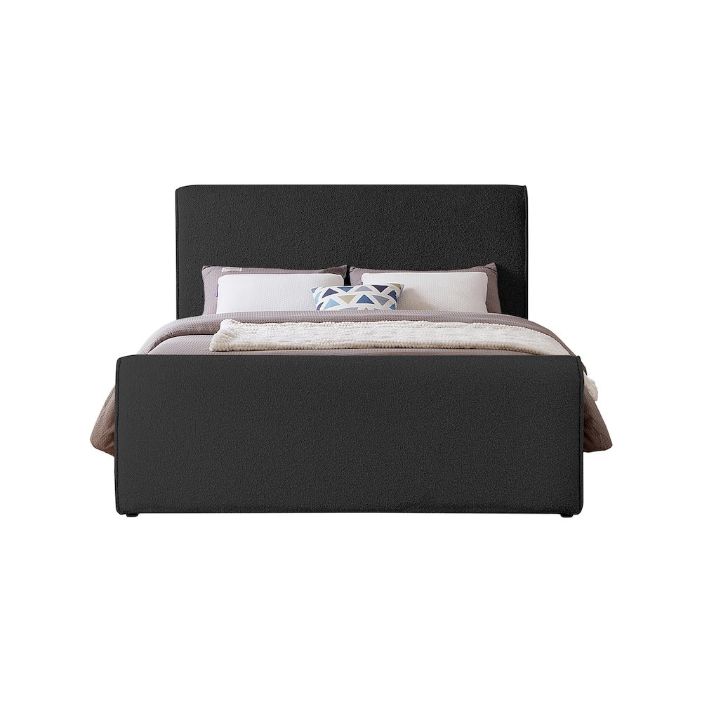 Stylus Black Boucle Fabric Queen Bed. Picture 2