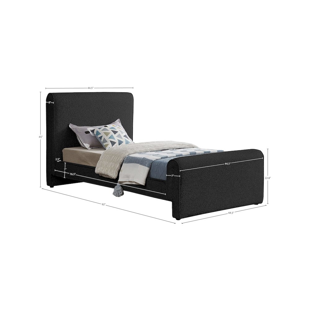 Stylus Black Boucle Fabric Twin Bed. Picture 7