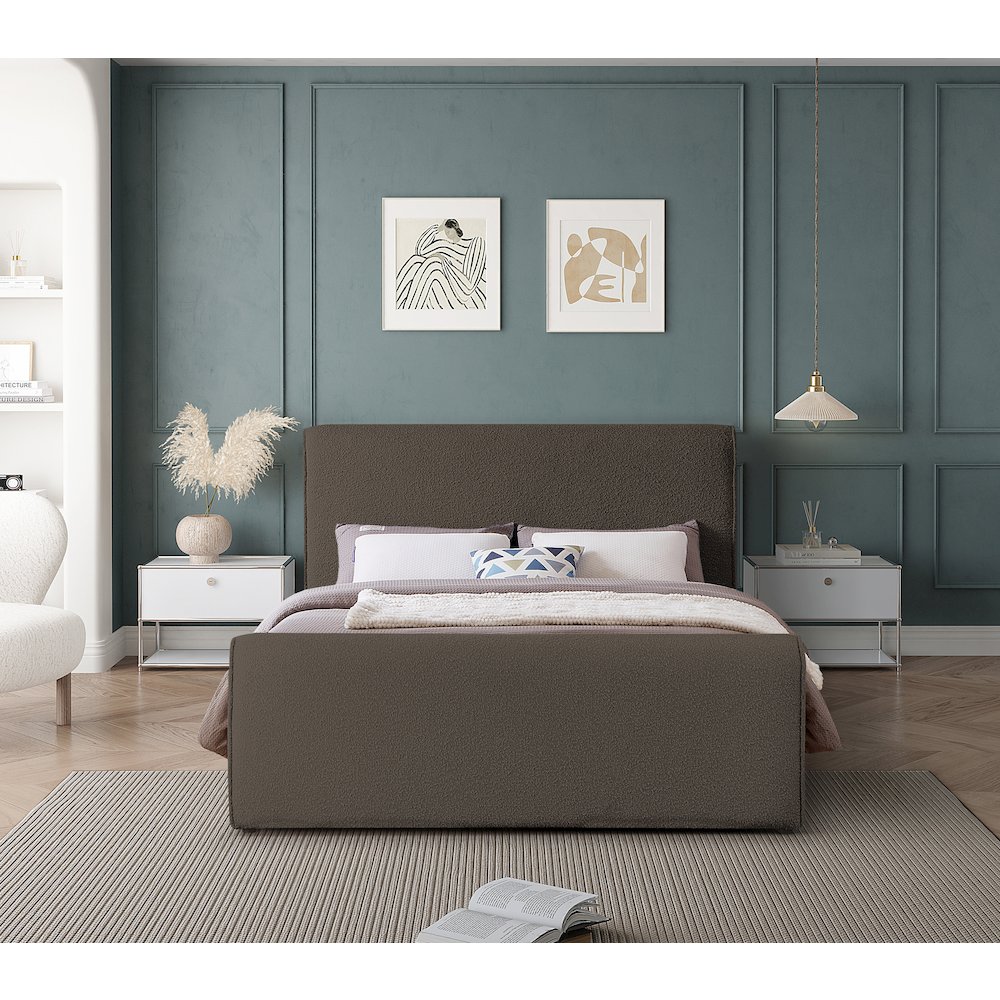 Stylus Brown Boucle Fabric King Bed. Picture 3