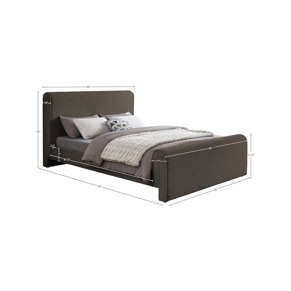Stylus Brown Boucle Fabric Queen Bed. Picture 7