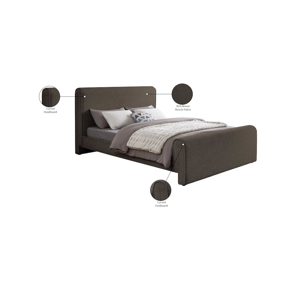 Stylus Brown Boucle Fabric Queen Bed. Picture 8