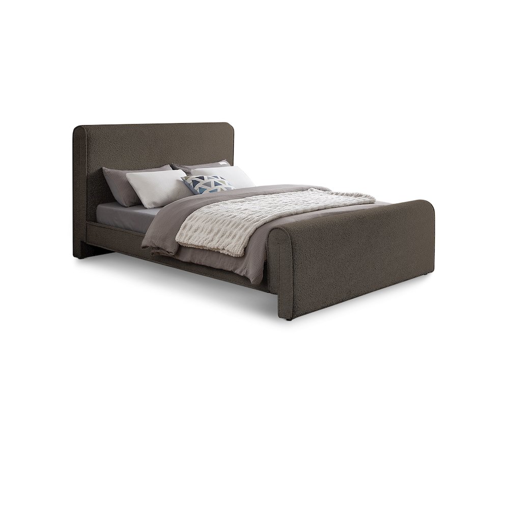 Stylus Brown Boucle Fabric Queen Bed. Picture 1