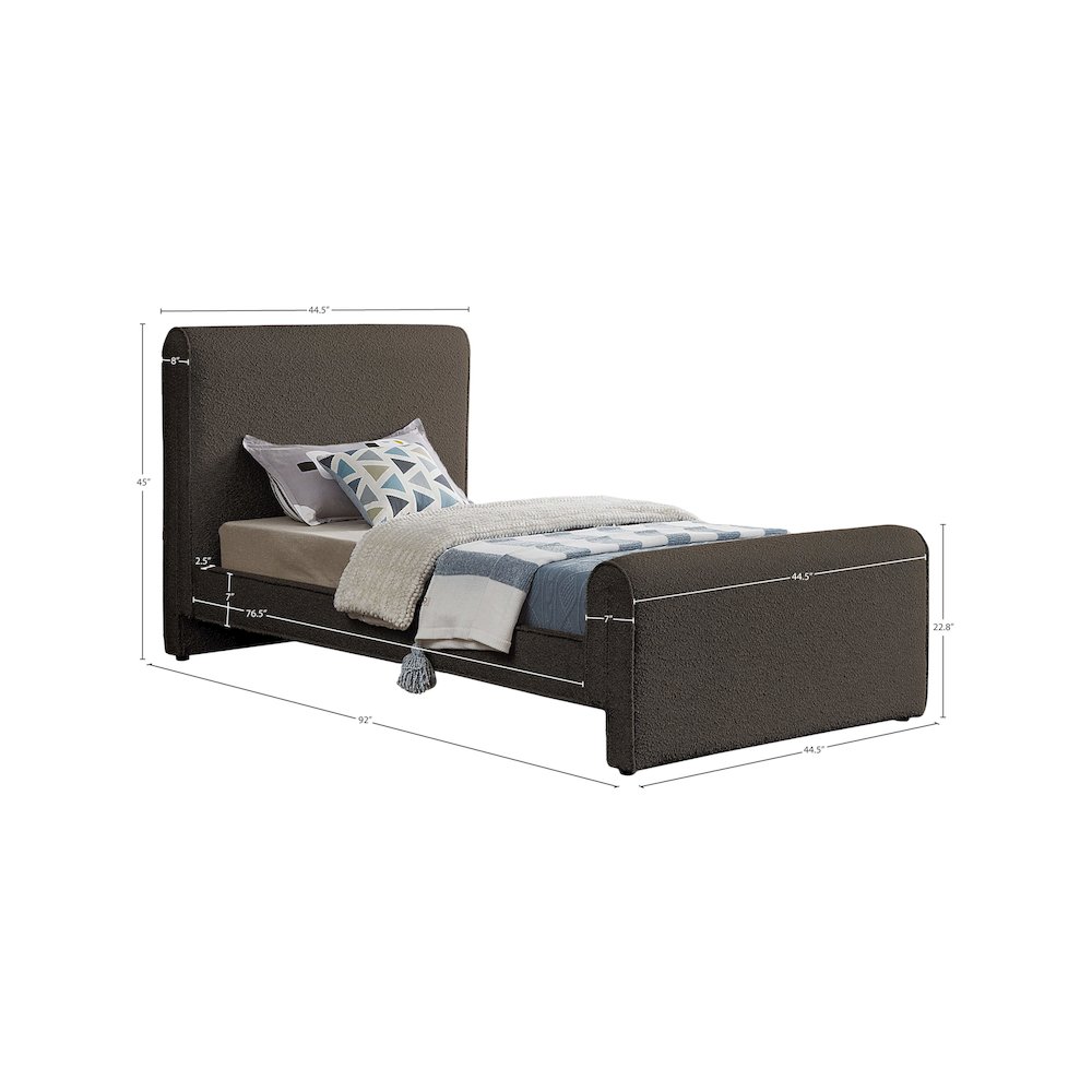 Stylus Brown Boucle Fabric Twin Bed. Picture 7