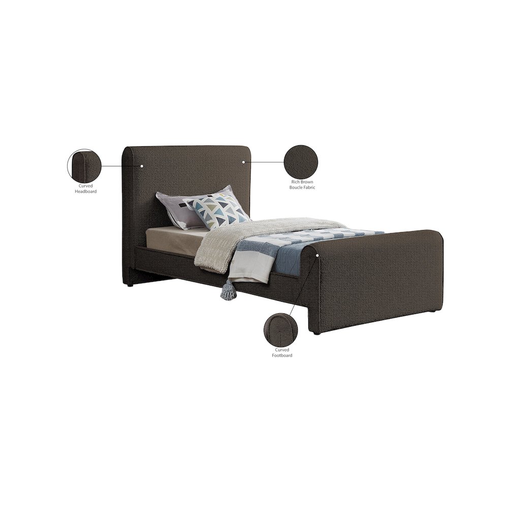 Stylus Brown Boucle Fabric Twin Bed. Picture 8