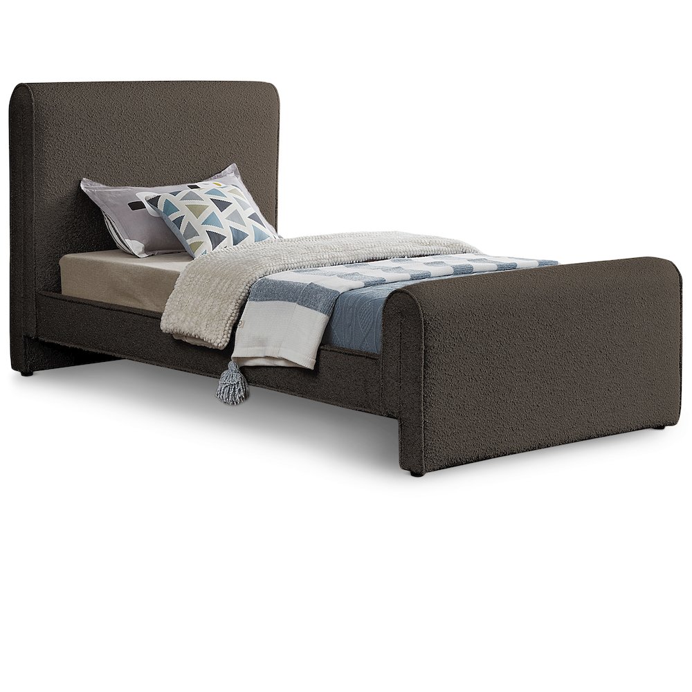 Stylus Brown Boucle Fabric Twin Bed. Picture 1