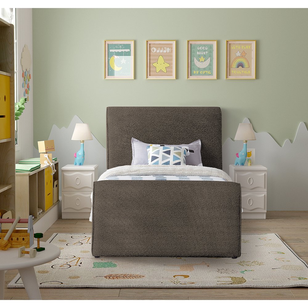 Stylus Brown Boucle Fabric Twin Bed. Picture 3