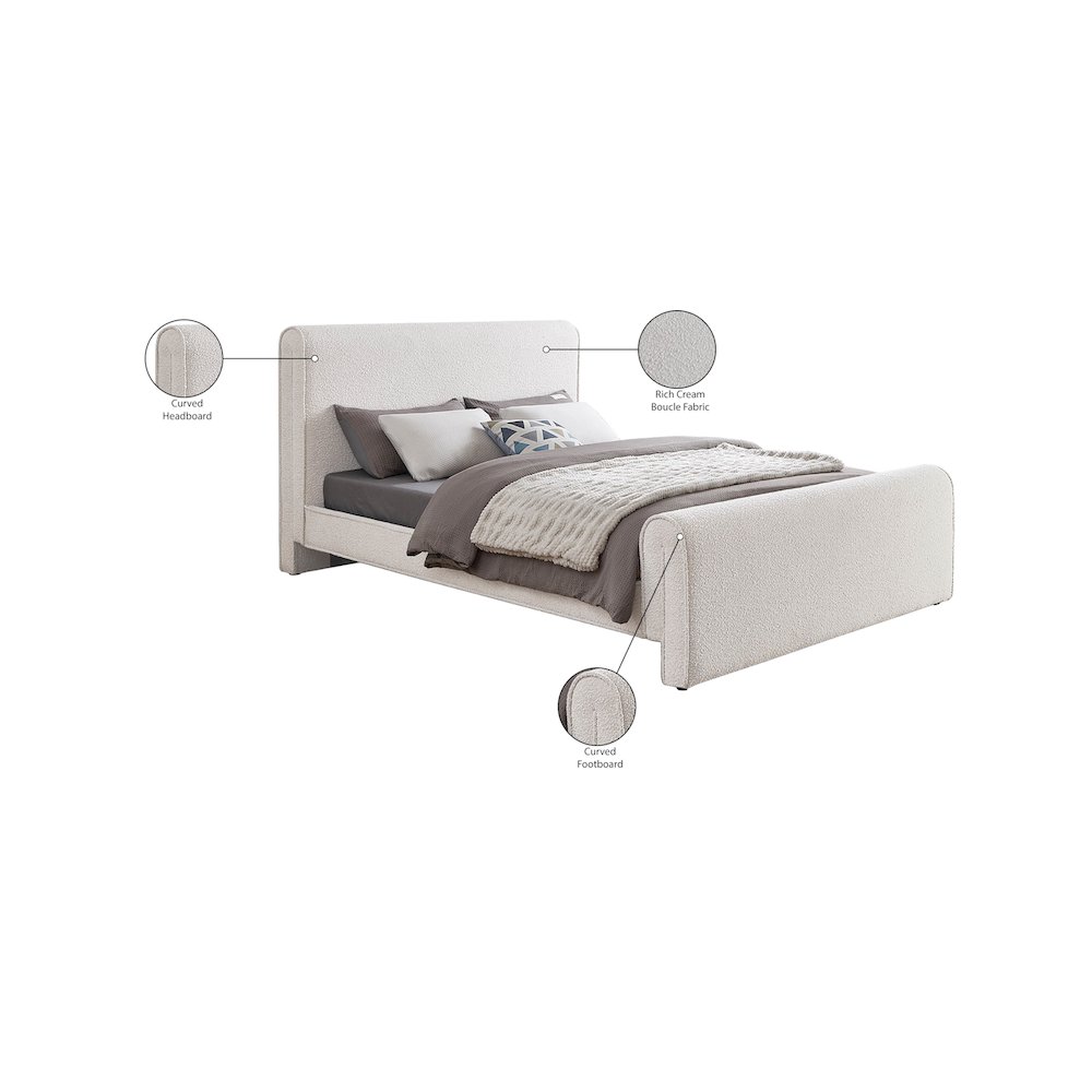 Stylus Cream Boucle Fabric King Bed. Picture 8