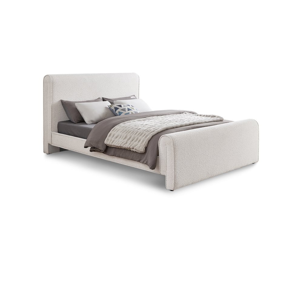 Stylus Cream Boucle Fabric King Bed. Picture 1