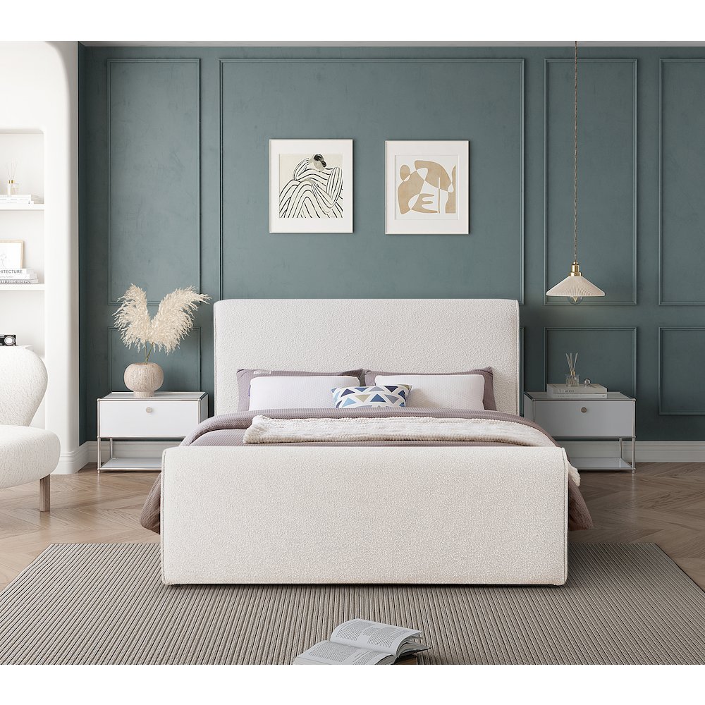 Stylus Cream Boucle Fabric King Bed. Picture 3