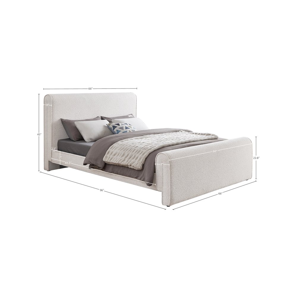 Stylus Cream Boucle Fabric Queen Bed. Picture 7