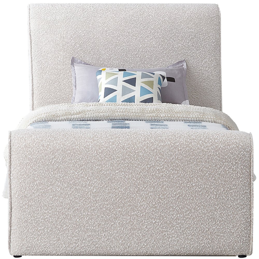 Stylus Cream Boucle Fabric Twin Bed. Picture 2