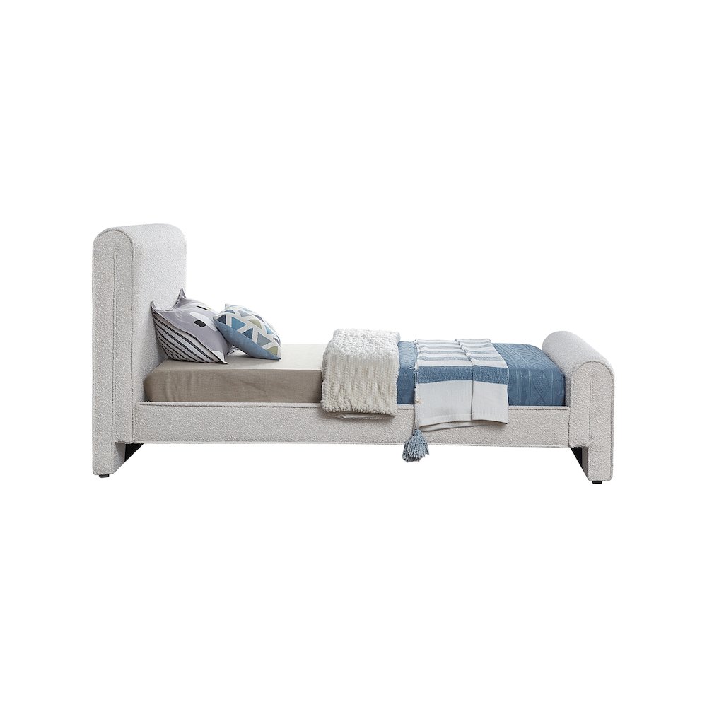 Stylus Cream Boucle Fabric Twin Bed. Picture 4