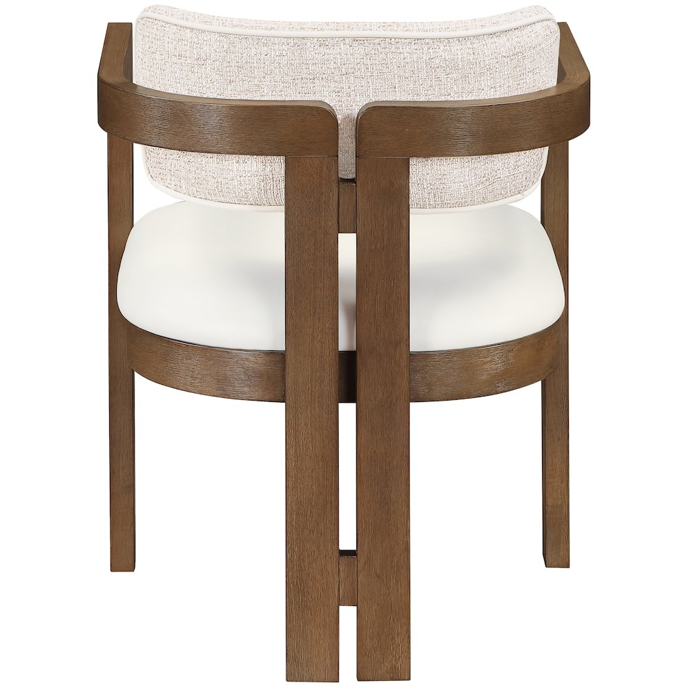 Ravina Beige Vegan Leather and Linen Fabric Upholstered Dining Chair, Set of 2. Picture 5