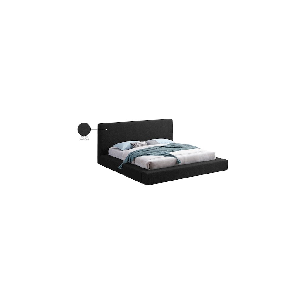 Terra Black Boucle Fabric Full Bed. Picture 8