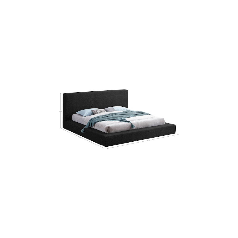 Terra Black Boucle Fabric Queen Bed. Picture 7