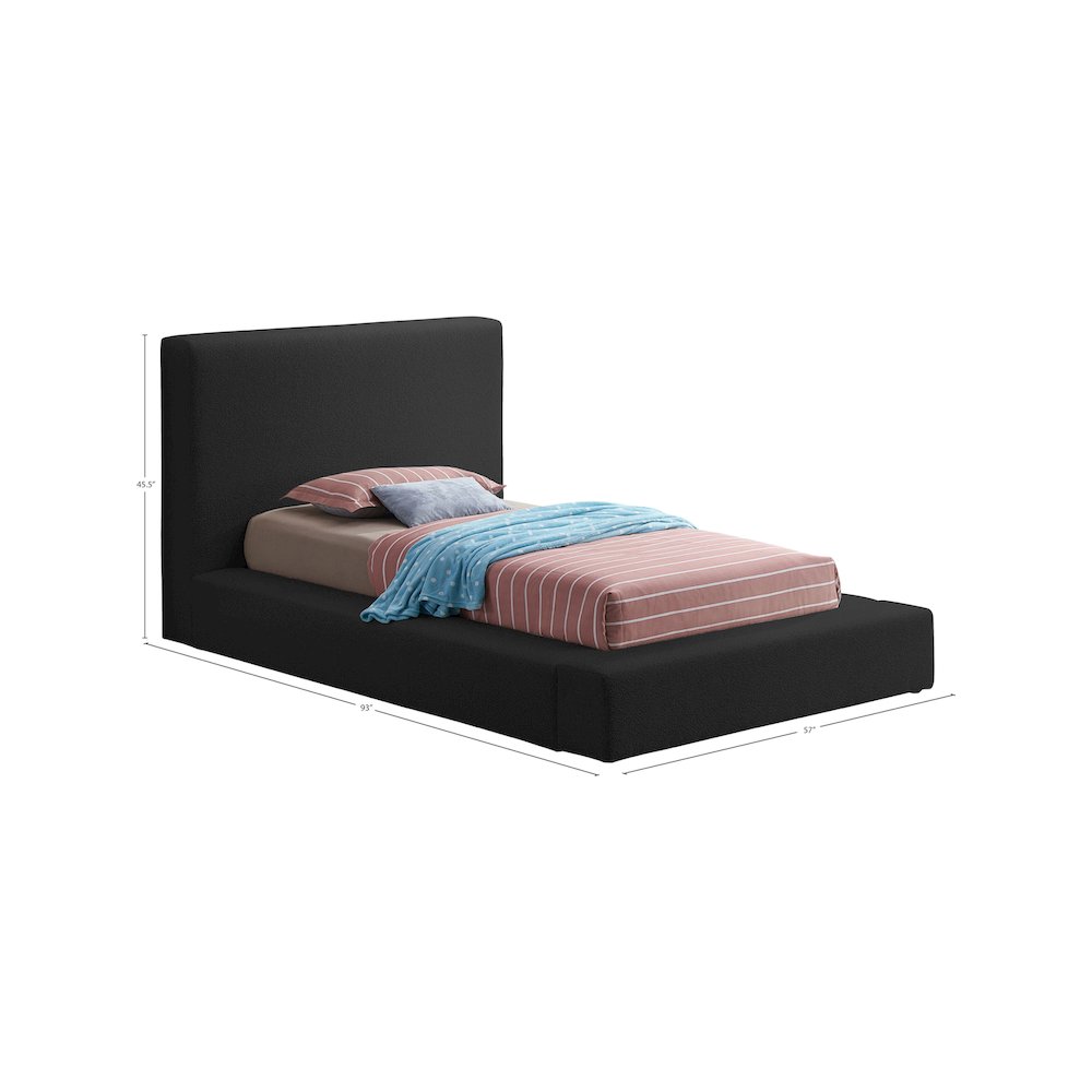 Terra Black Boucle Fabric Twin Bed. Picture 6