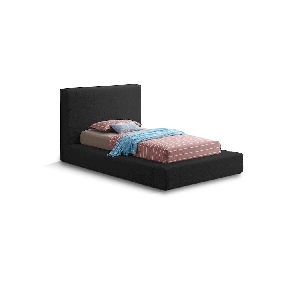 Terra Black Boucle Fabric Twin Bed. Picture 1