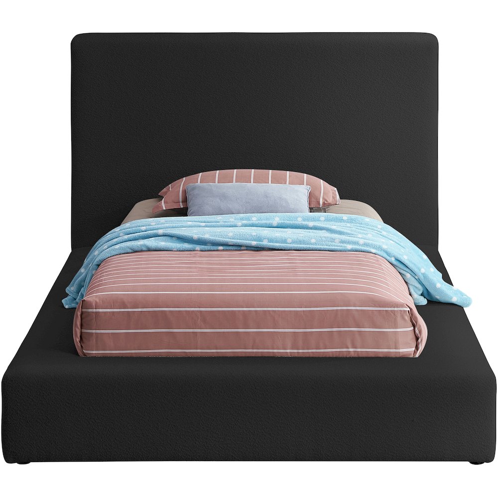 Terra Black Boucle Fabric Twin Bed. Picture 2