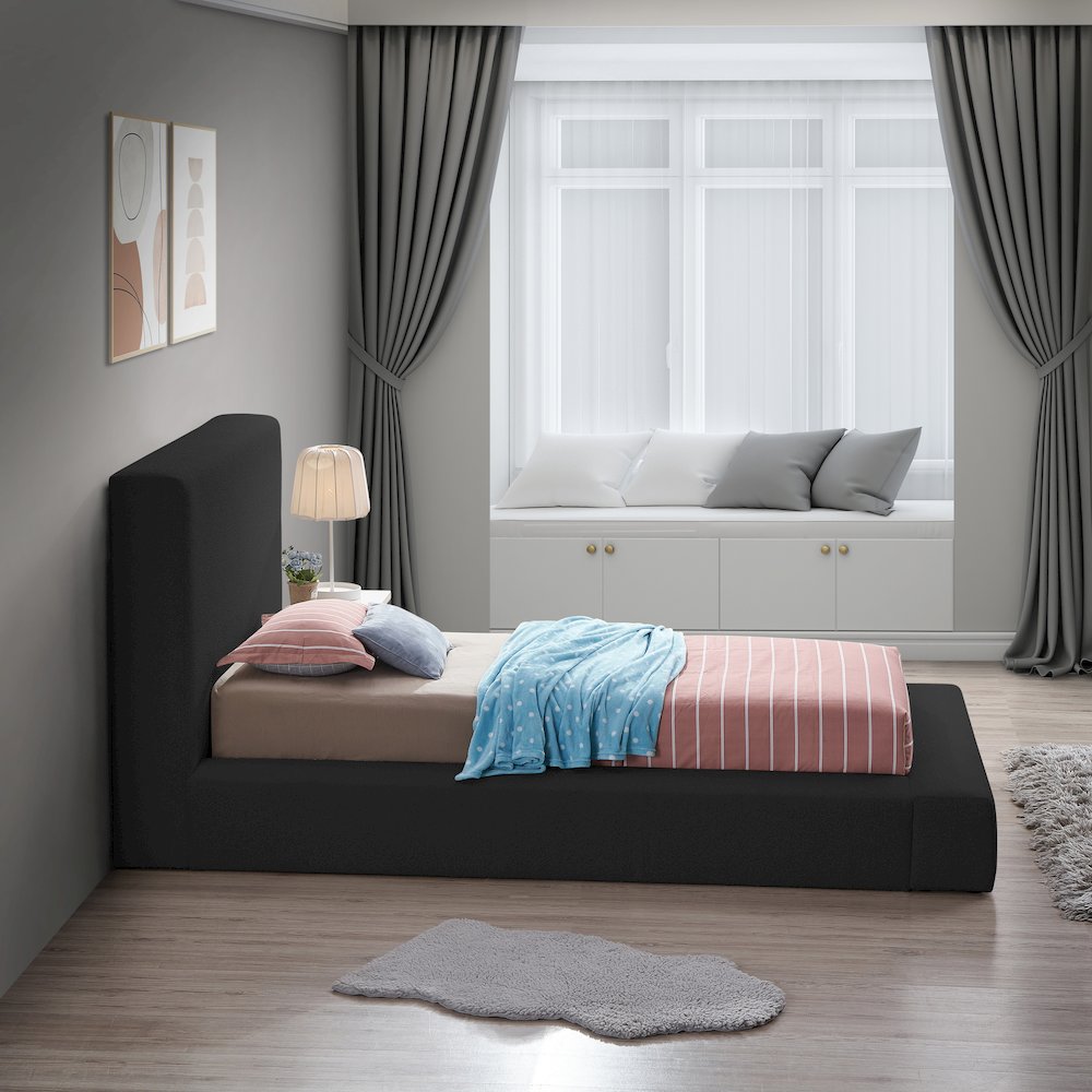 Terra Black Boucle Fabric Twin Bed. Picture 4