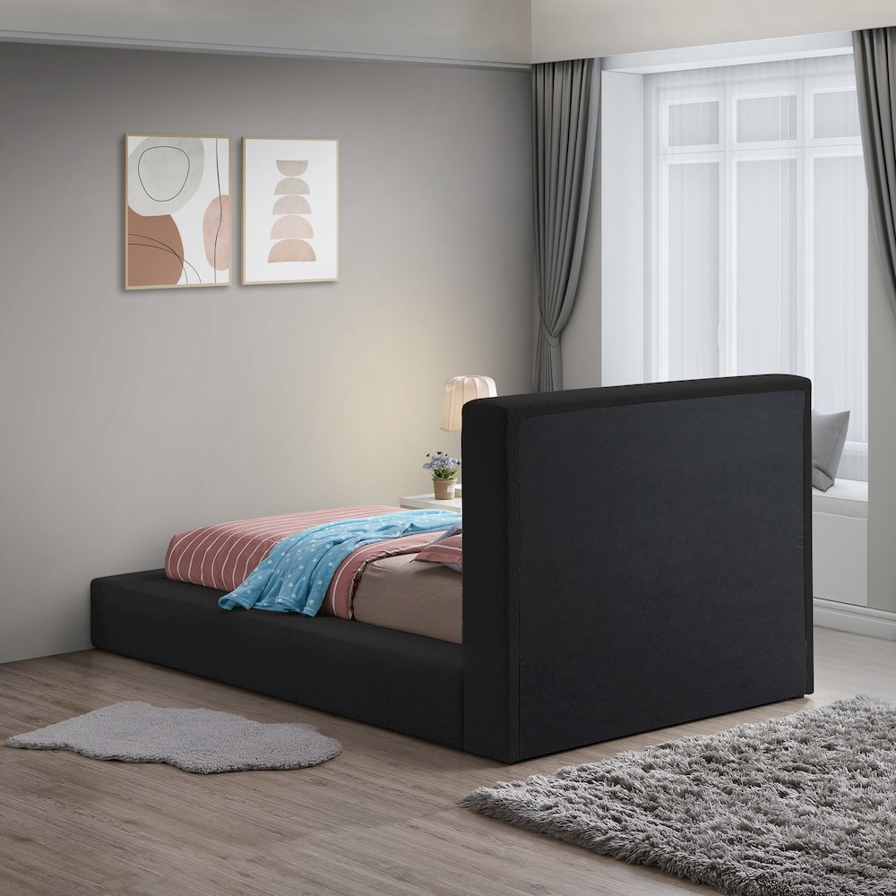 Terra Black Boucle Fabric Twin Bed. Picture 5