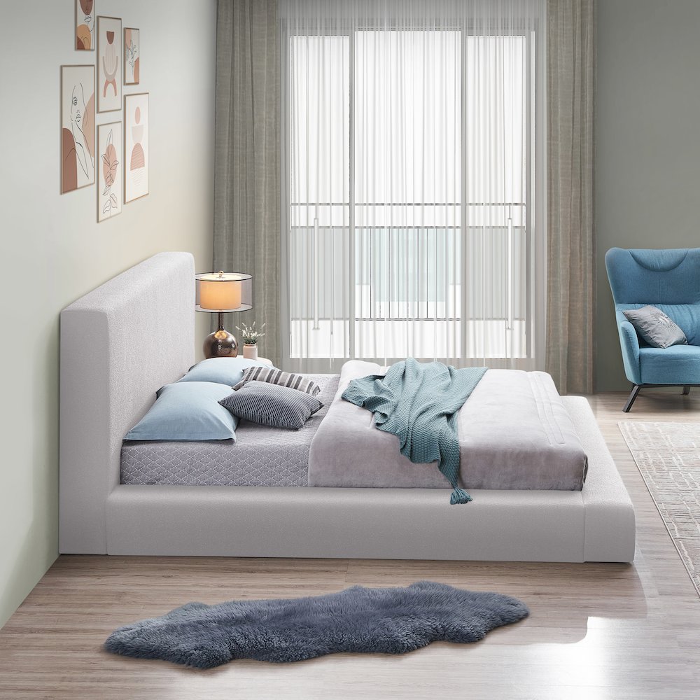 Terra Cream Boucle Fabric Full Bed. Picture 4