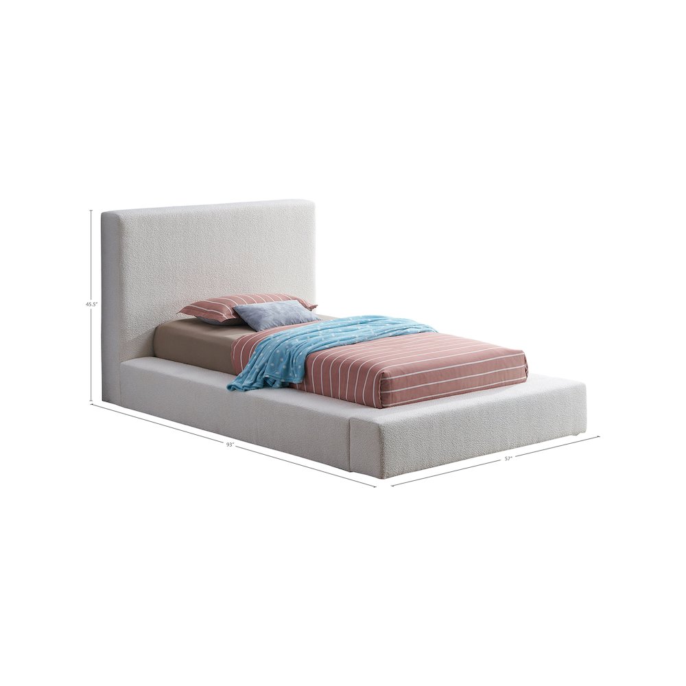 Terra Cream Boucle Fabric Twin Bed. Picture 7