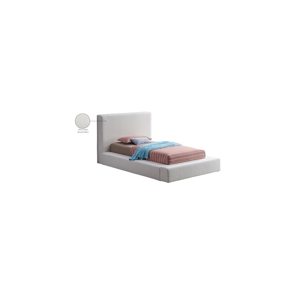 Terra Cream Boucle Fabric Twin Bed. Picture 8