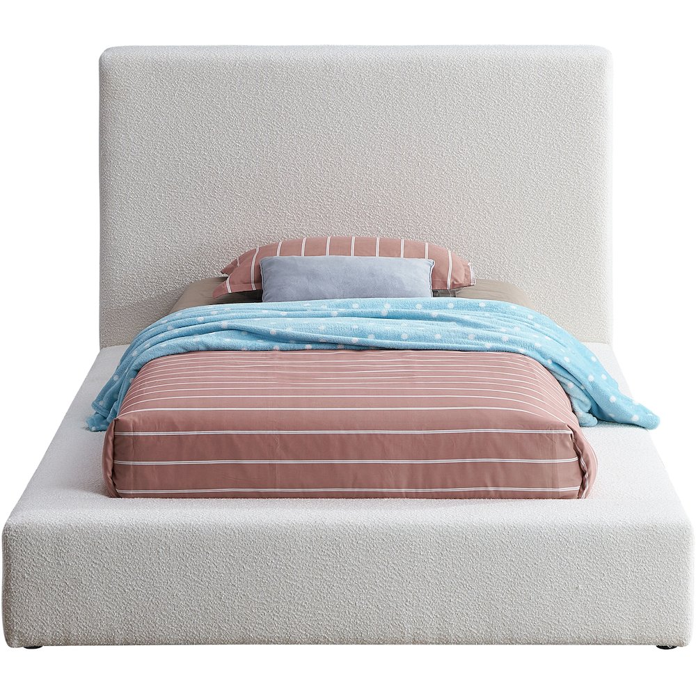 Terra Cream Boucle Fabric Twin Bed. Picture 2