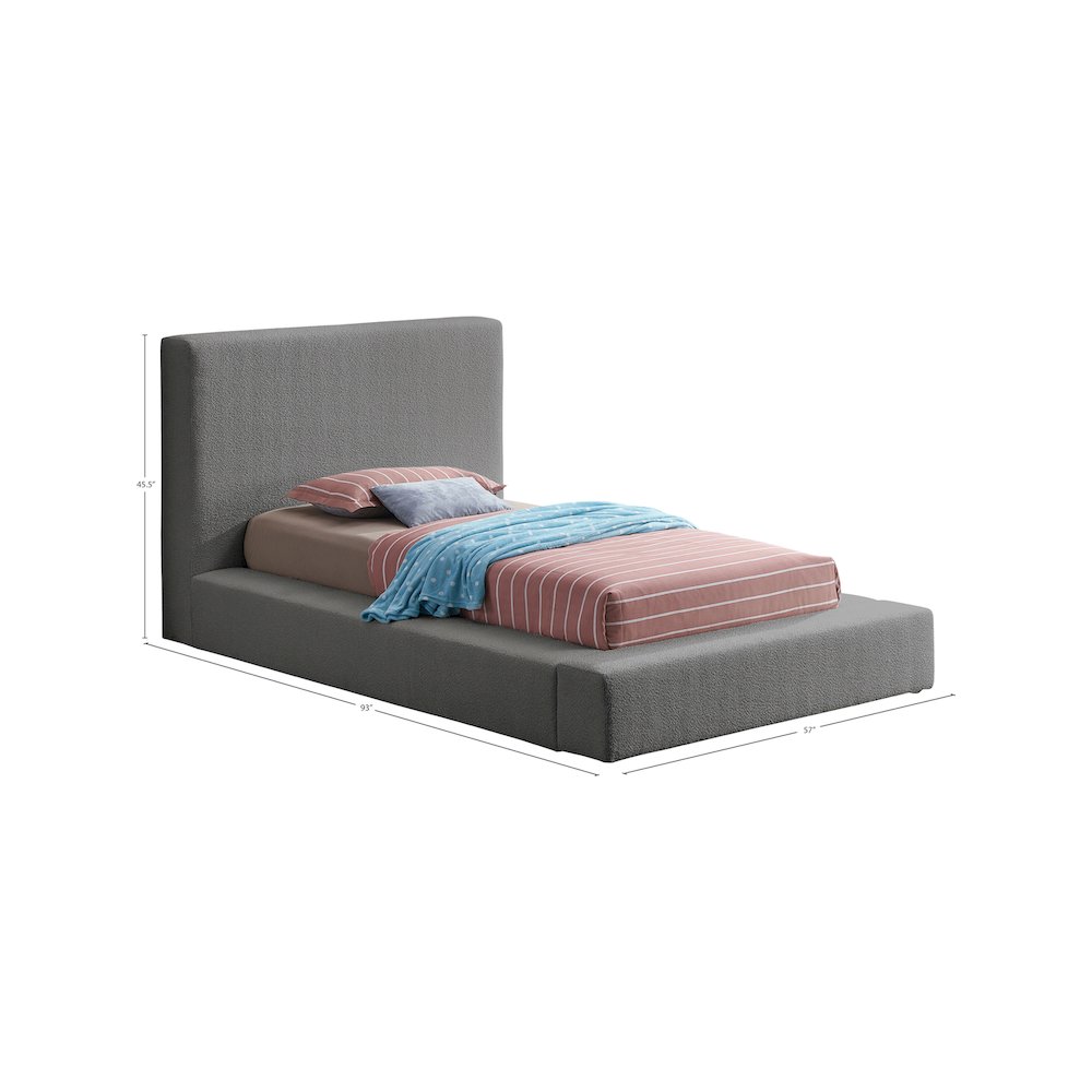 Terra Grey Boucle Fabric Twin Bed. Picture 7