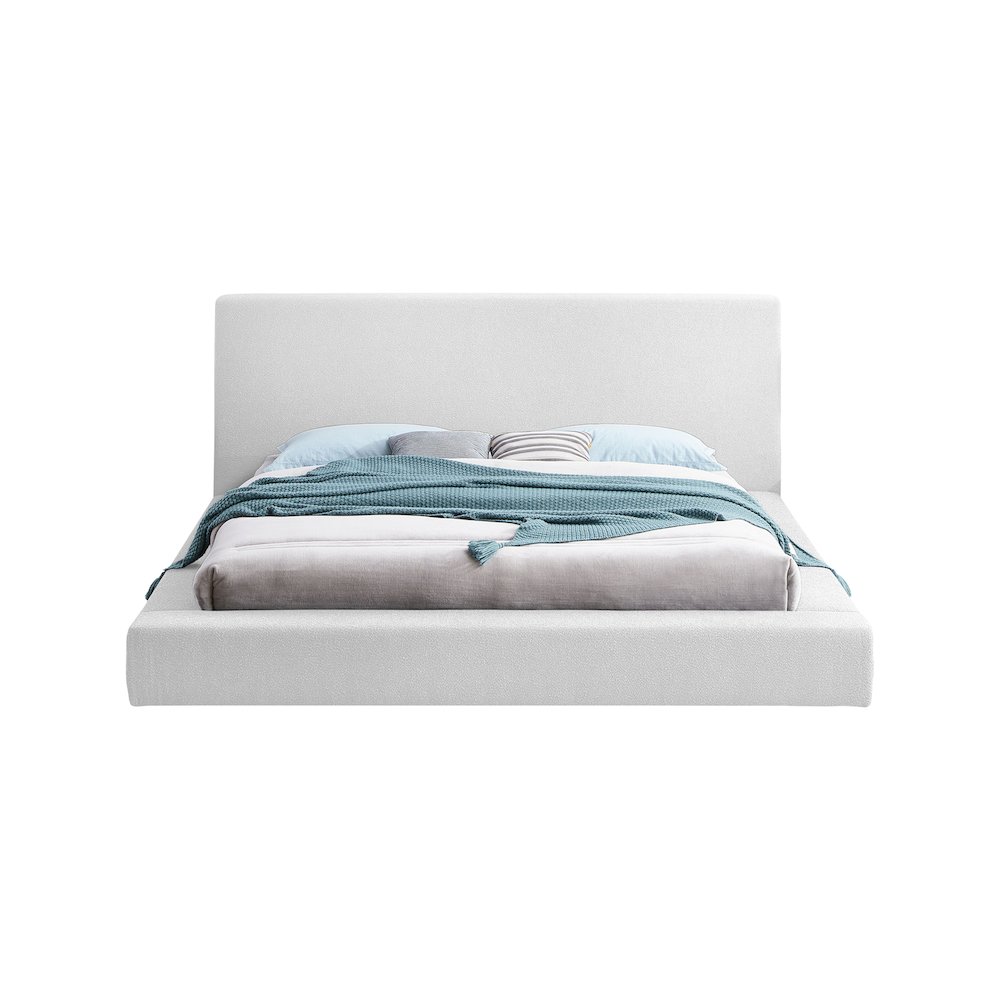 Terra White Boucle Fabric Full Bed. Picture 2