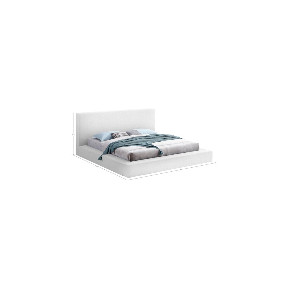 Terra White Boucle Fabric Queen Bed. Picture 7