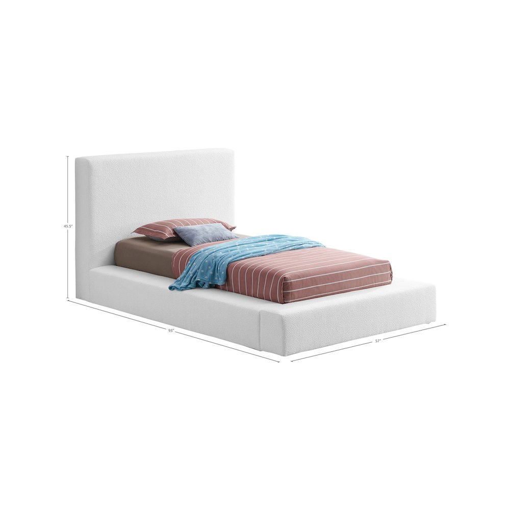 Terra White Boucle Fabric Twin Bed. Picture 7