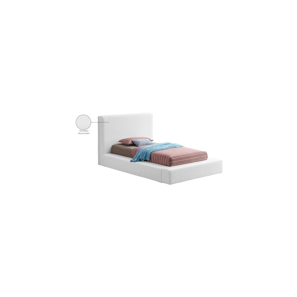 Terra White Boucle Fabric Twin Bed. Picture 8