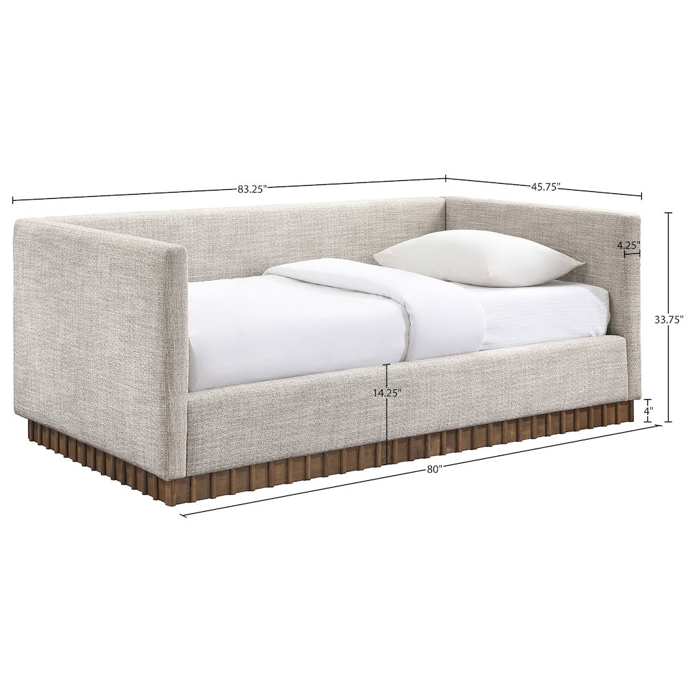 Teva Beige Linen Textured Fabric Upholstered Twin Daybed. Picture 7