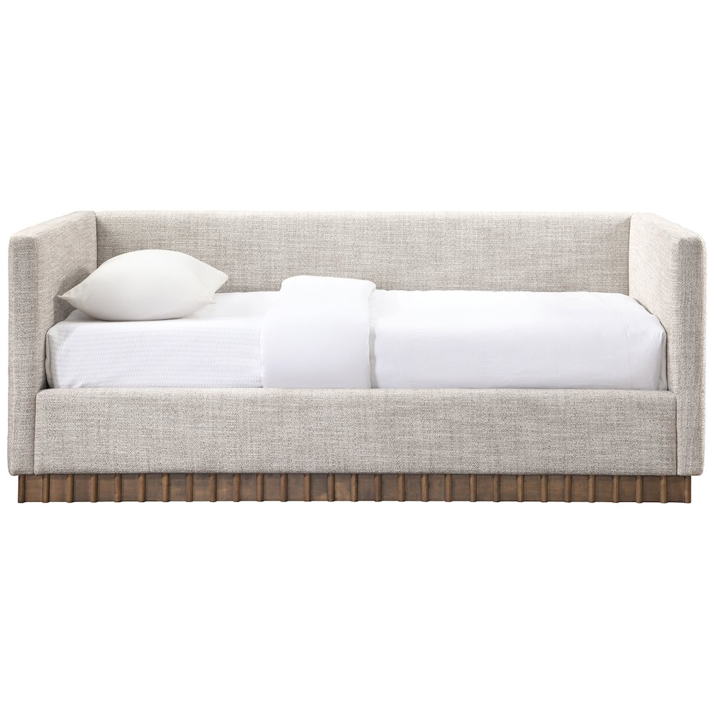 Teva Beige Linen Textured Fabric Upholstered Twin Daybed. Picture 3