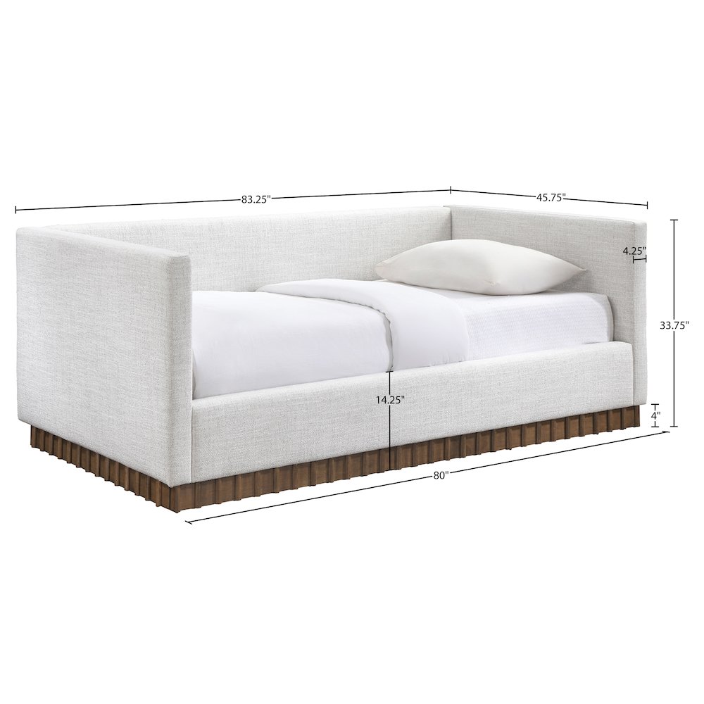 Teva Cream Linen Textured Fabric Upholstered Twin Daybed. Picture 7