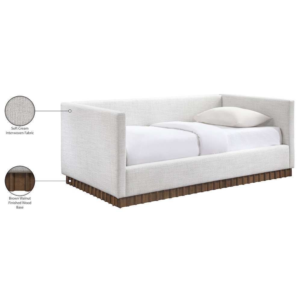 Teva Cream Linen Textured Fabric Upholstered Twin Daybed. Picture 8