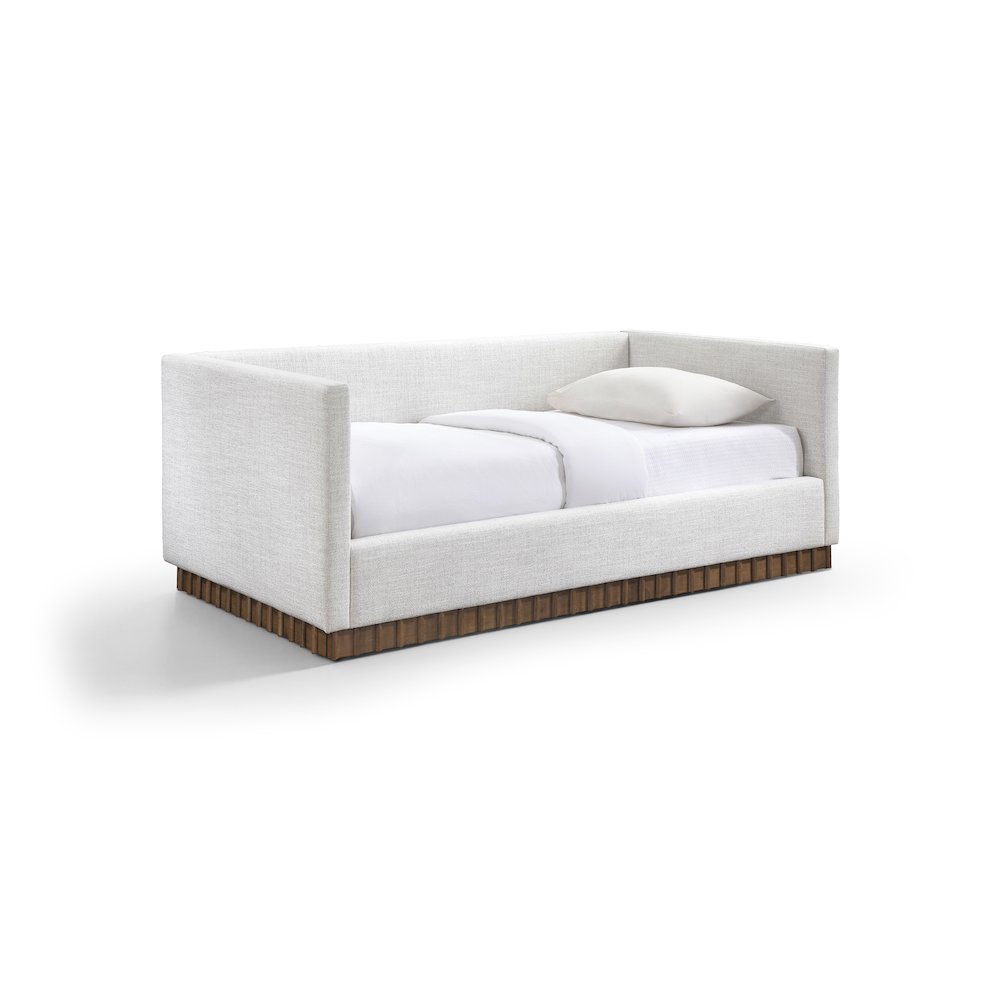 Teva Cream Linen Textured Fabric Upholstered Twin Daybed. Picture 1