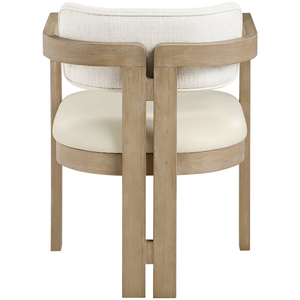 Ravina Cream Vegan Leather and Linen Fabric Upholstered Dining Chair, Set of 2. Picture 5