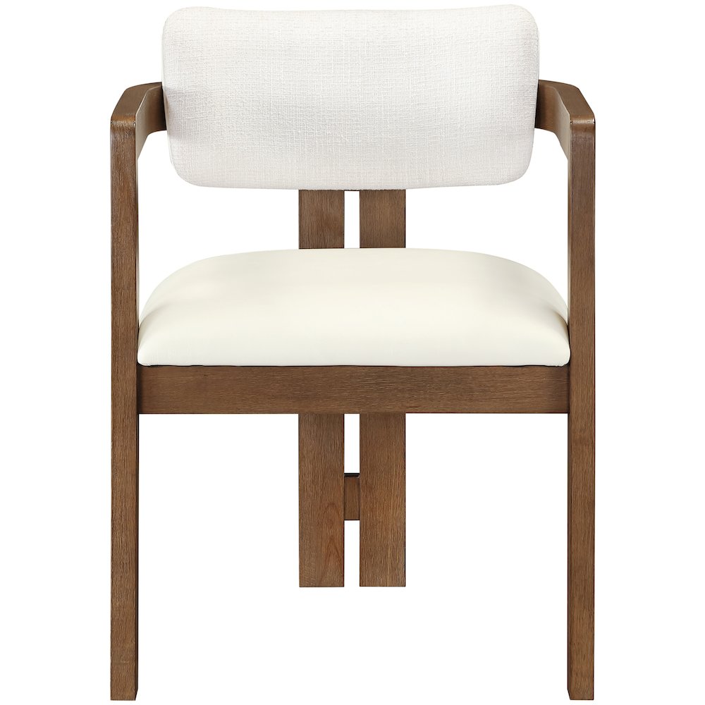 Ravina Cream Vegan Leather and Linen Fabric Upholstered Dining Chair, Set of 2. Picture 4