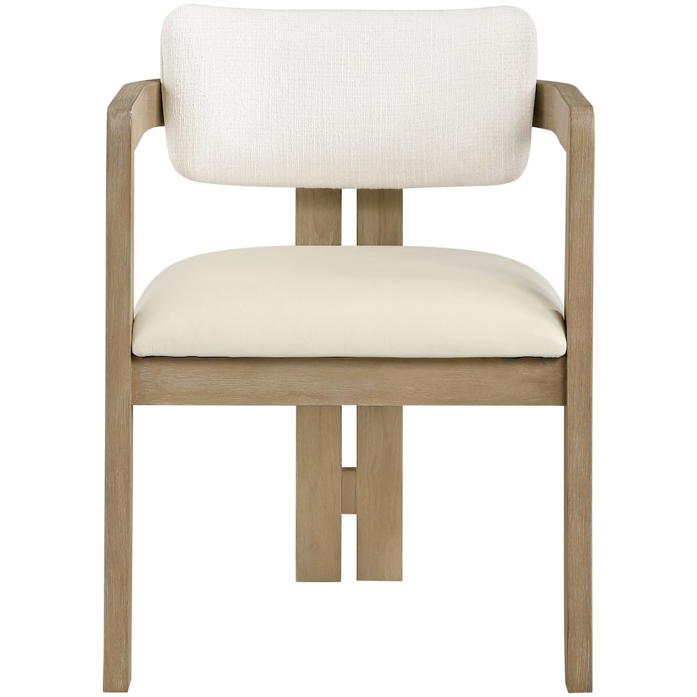 Ravina Cream Vegan Leather and Linen Fabric Upholstered Dining Chair, Set of 2. Picture 3