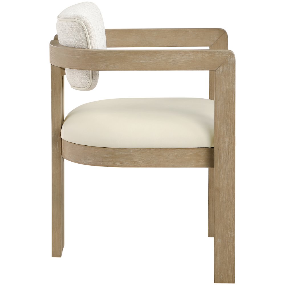 Ravina Cream Vegan Leather and Linen Fabric Upholstered Dining Chair, Set of 2. Picture 4