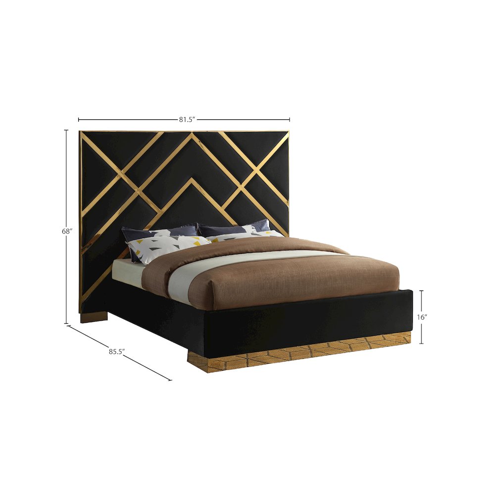 Vector Black Velvet Queen Bed. Picture 4