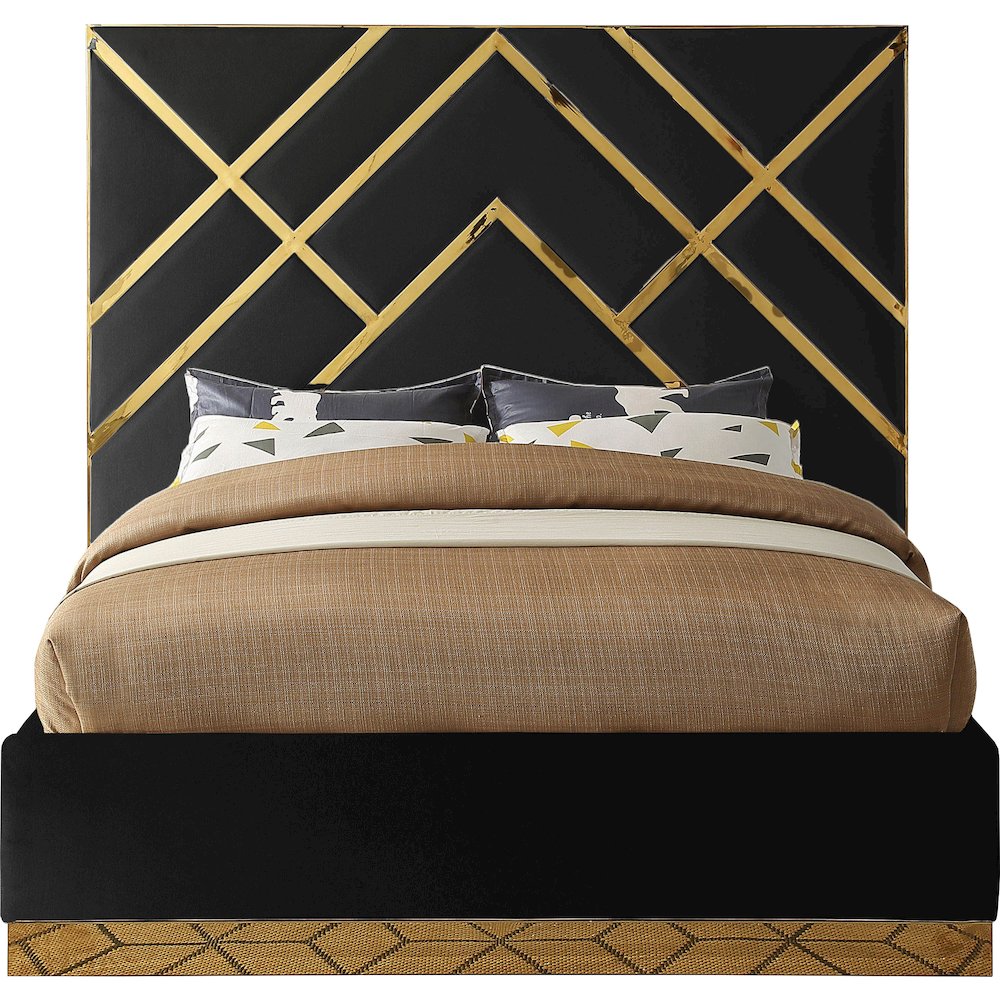 Vector Black Velvet Queen Bed. Picture 2