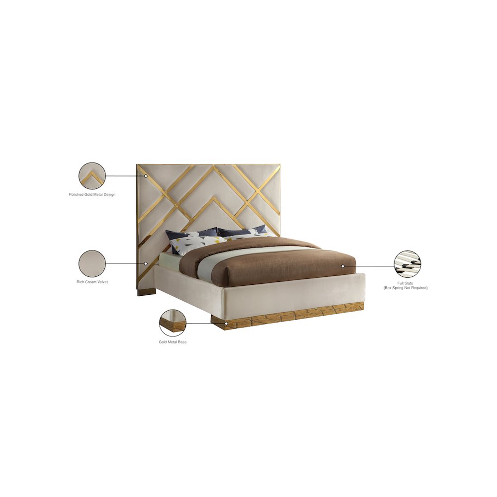 Vector Cream Velvet King Bed. Picture 5