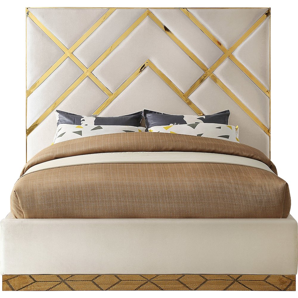 Vector Cream Velvet King Bed. Picture 2