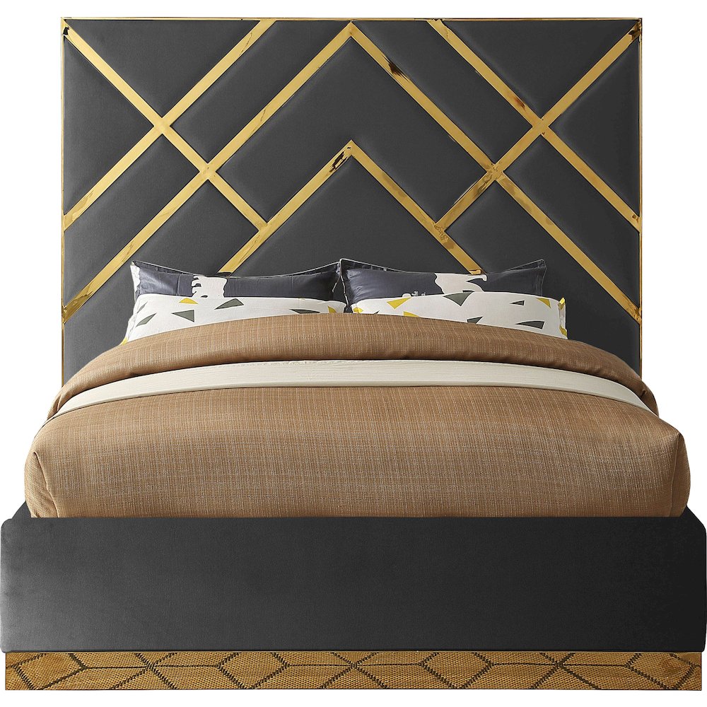Vector Grey Velvet King Bed. Picture 2